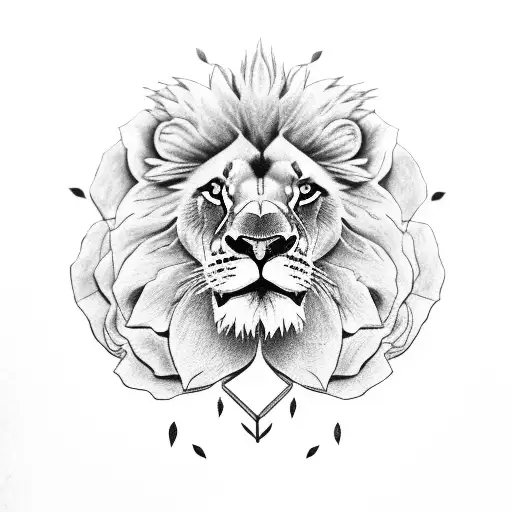 Lion With Rose Below