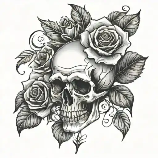 Skull And Black Roses