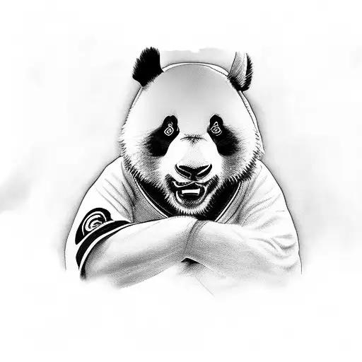 Panda In A Bjj Gi Wearing Mma Gloves
