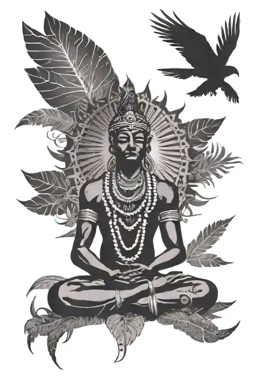 Silhouette Of Indian Meditating