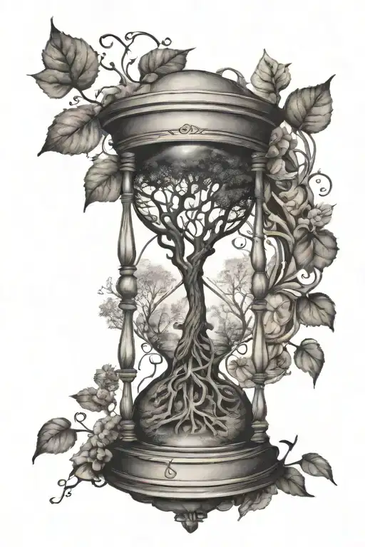 Hourglass That Has The Tree Of Life On The Top Inside