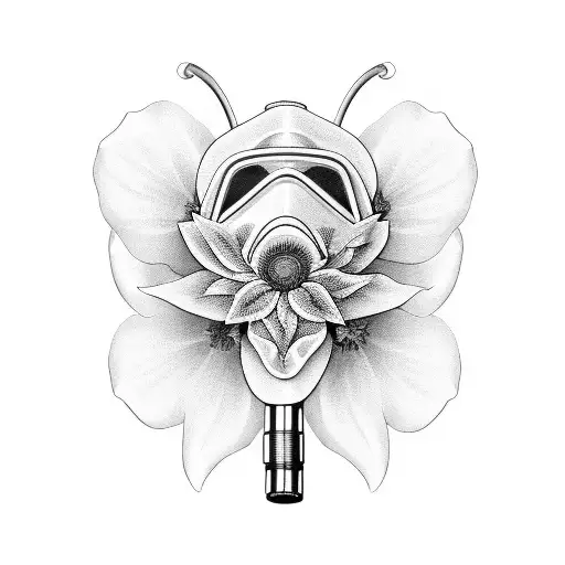 Pretty Flowers Surrounding A Snorkelling Mask