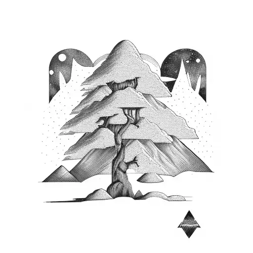 Mountains Trees Space