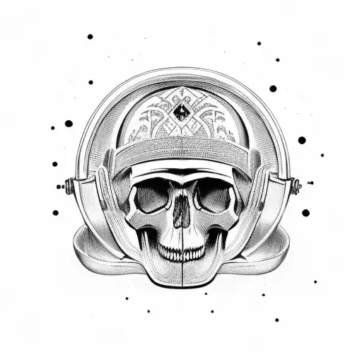 Vintage Helmet Adorned With Intricate Skull Patterns