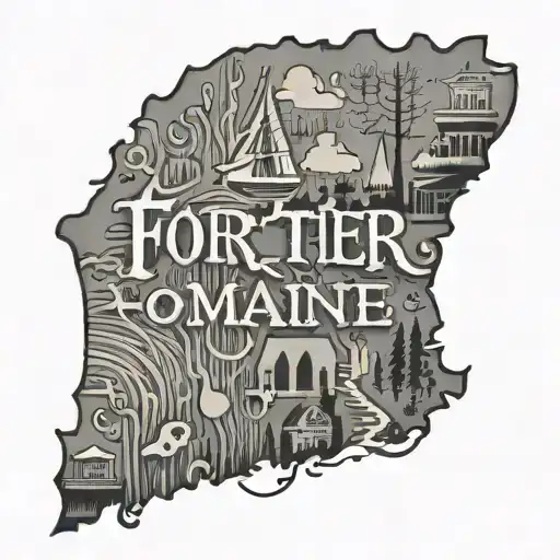 State Of Maine Outline Tattoo With The Word Fortier Inside