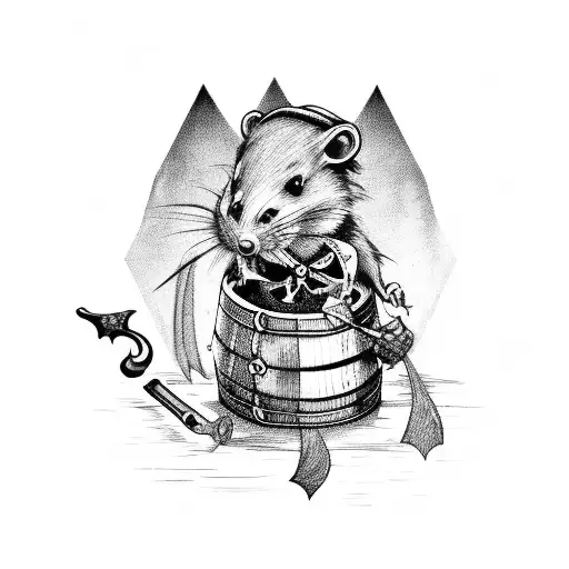 Pirate Rat With Barrel