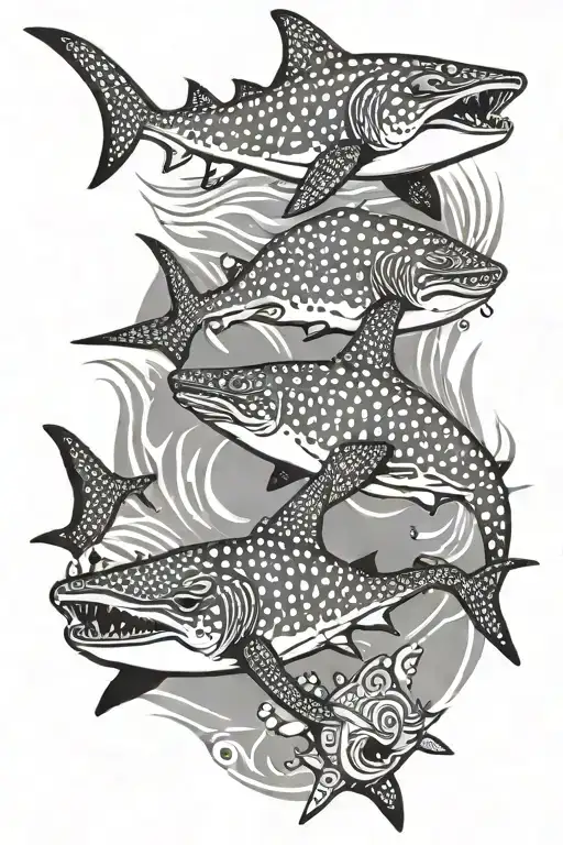 Polynesian Whale Shark Swimming Together