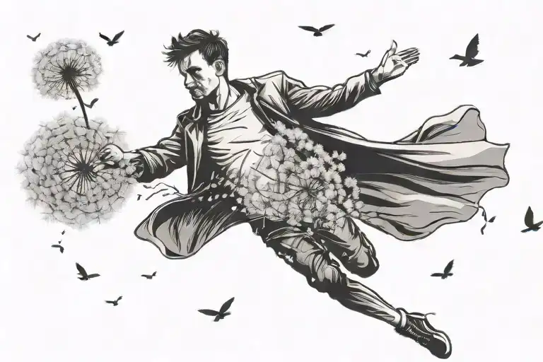 A Person Flying With Dandelion Seed