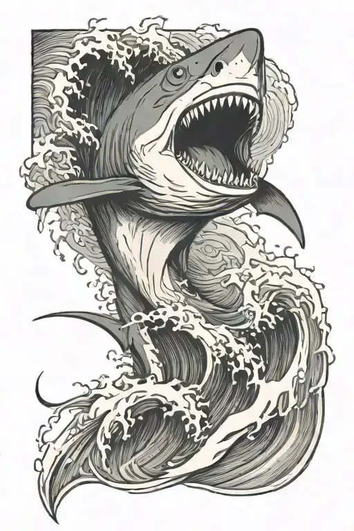 Shark Jumping Out Of Wave