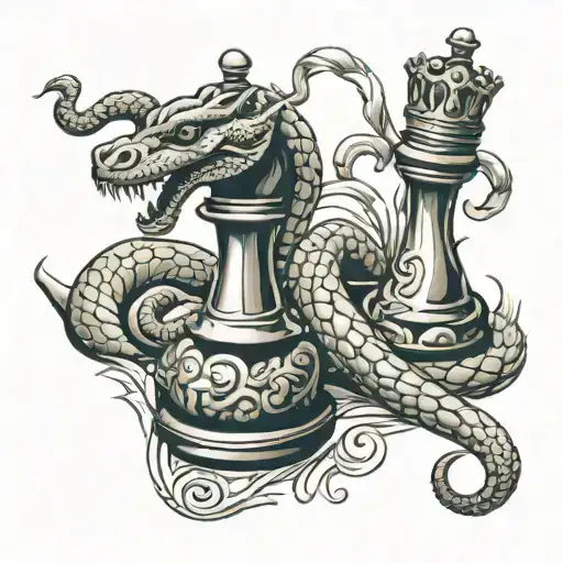 2 Snakes King And Queen Chess Piece