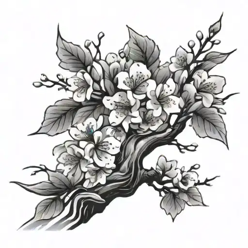 Cherry Blossom Tree And Flowers Wrapped