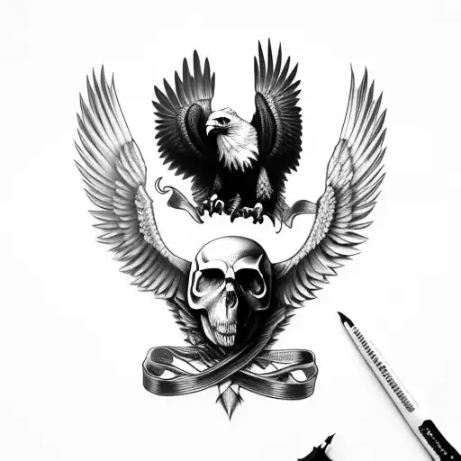 Eagle With Skull