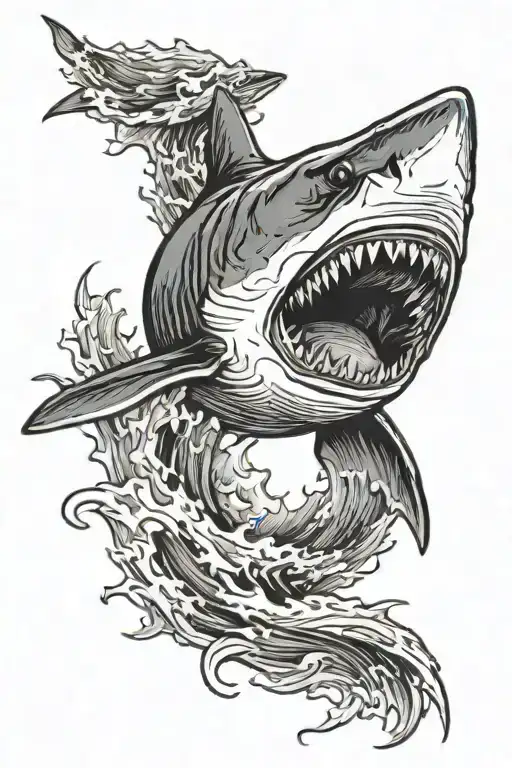 Shark Jumping Out Of Wave