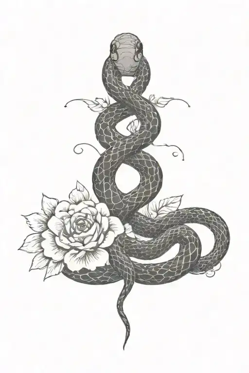 Snake And Flowers