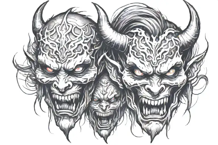 Faded Demon Faces Slight Smile