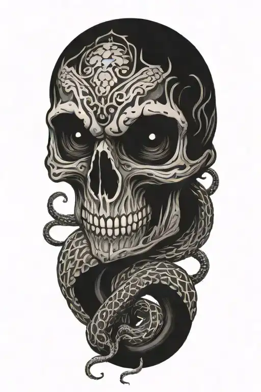Owl Skull Coiling Snake Slithering
