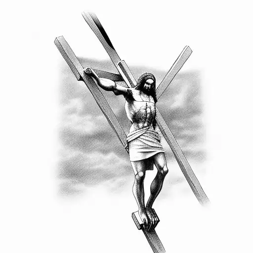 Jesus Crucified On Cross With Two Others Next To Him