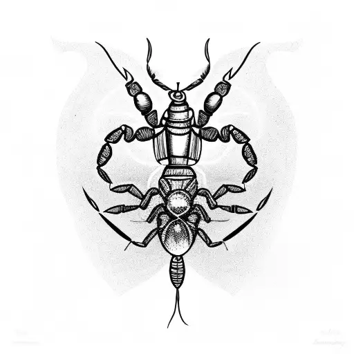 Tattoo Of Scorpion With Claws As Bow And Stinger As Arrow