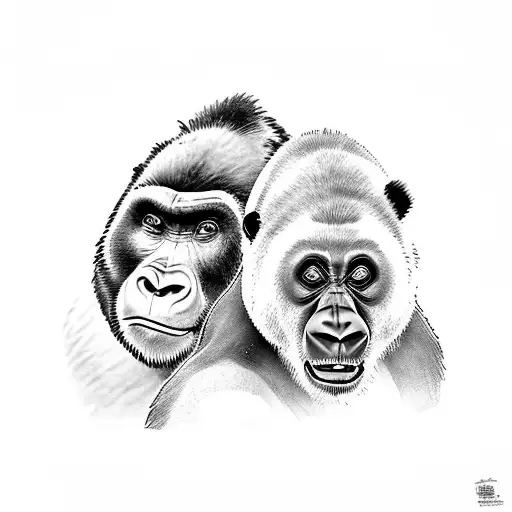 A Fierce Gorilla Protecting A Panda