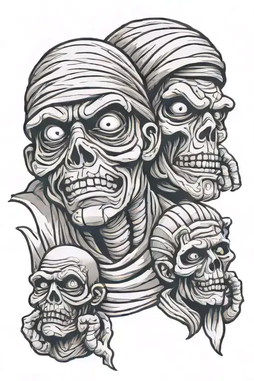 Cartoon Mummy's See No Evil Speak No Evil Hear No Evil