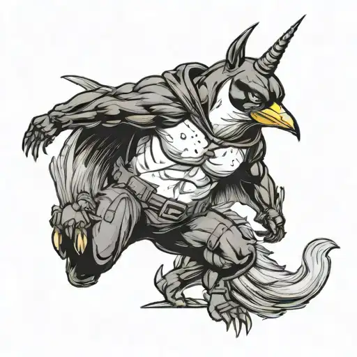 Penguin In Deadpool Mask Fucking A Unicorn Full Body Yelling Maximum Effort