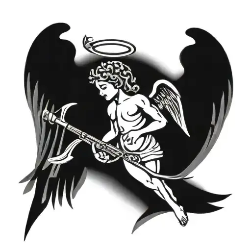 Angel With Ak47 Simple Cupid Cheriub