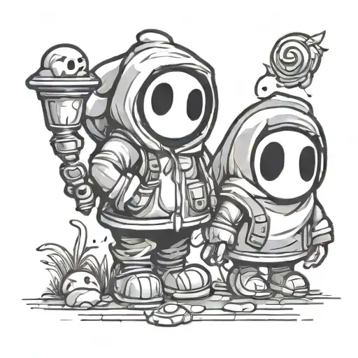 Shy Guy And Boo Couple Tattoo Design