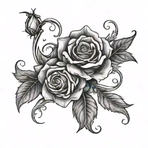 Shaded Roses On A Vine Wrapping Around Arm Sleeve