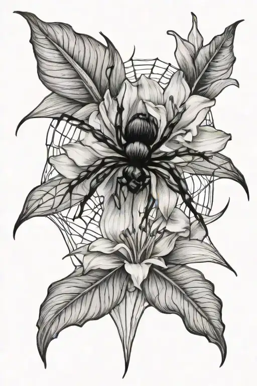 Spider Webs Surrounding Daffodils