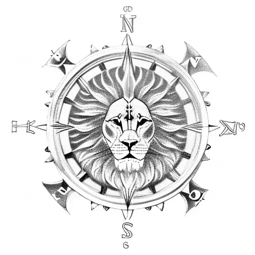 Religious Lion With A Nautical Compass