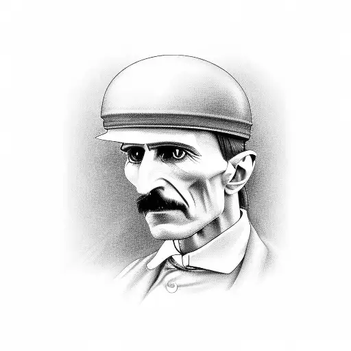 A Realistic Portrait Of Nikola Tesla Driving A Tesla Car