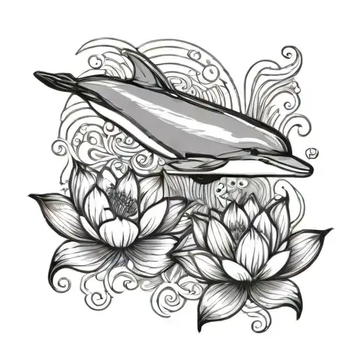 Dolphin Jumping Into A Lotus Flower