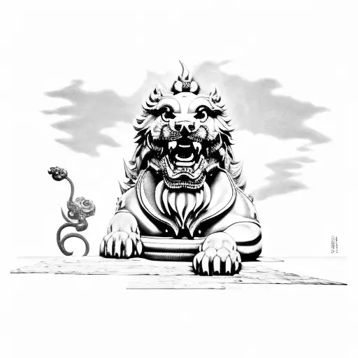 Foo Dog Guarding A House