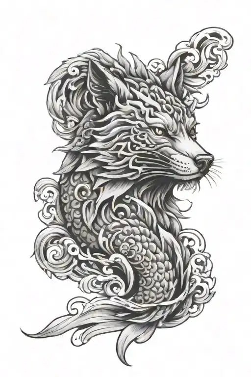Wolf Koi Fish Buddha Face
