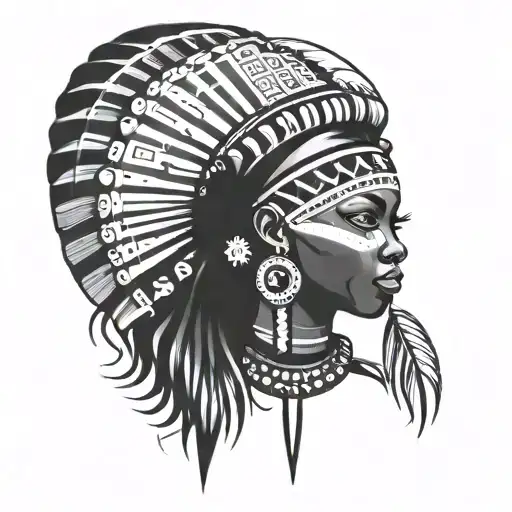 African Tribe Style Black And White