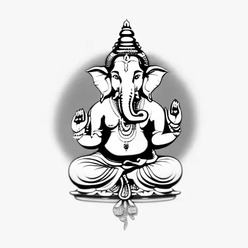 Meditating Ganesha Under Bodhi Tree