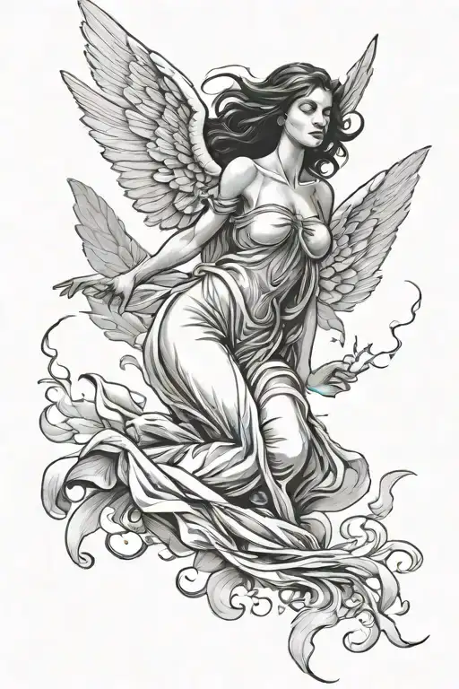 Beautiful Women Angel Falling