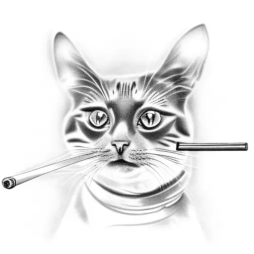 Design A Tattoo Featuring A Torti Cat Playing With A Gun