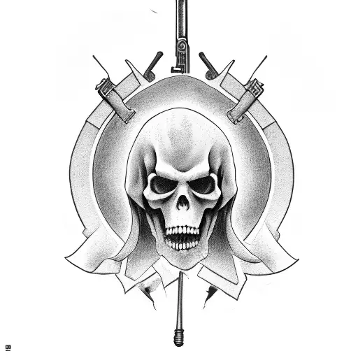 Grim Reaper Holding An Ak-47 In Each Hand