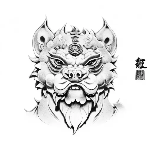 Foo Dog Guarding A House