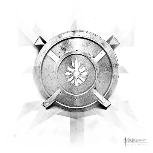 Soldier With Modern Body Armor And Spartan Shield And Spear