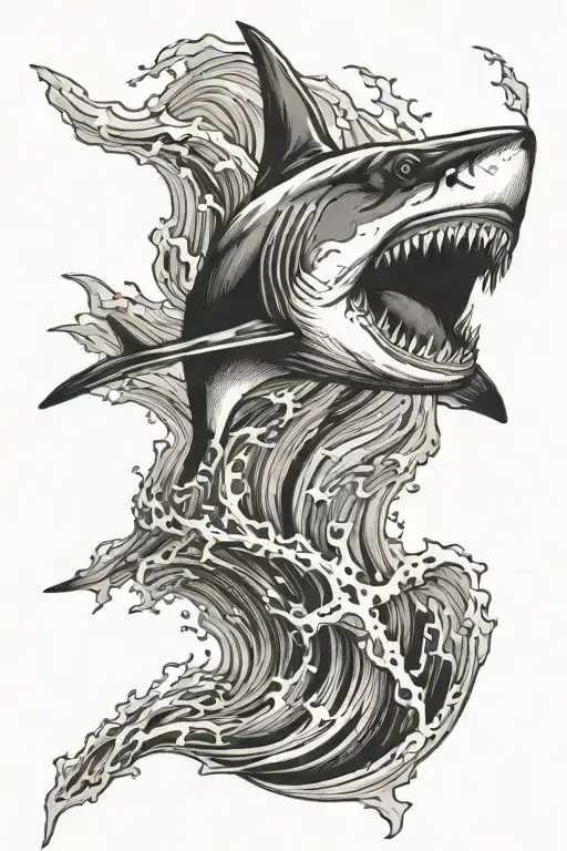 Shark Jumping Out Of Wave