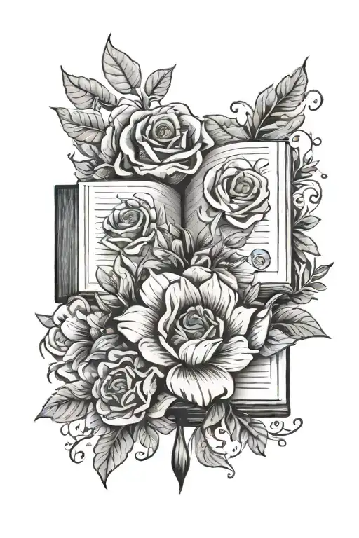 Book Surrounded By Bold Floral