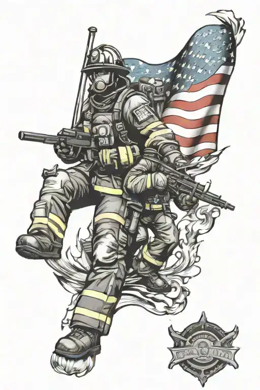 Mirror Image Firefighter And B-1 Pilot American Flag Sleeve