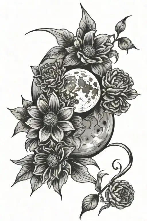 Moon And Flowers