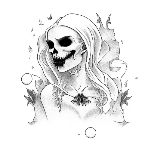 A Minimalist Tattoo Of A Gothic Witch Brewing Poison