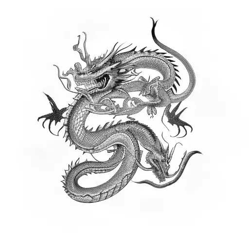 A Dragon And A Serpent Engaged In A Fierce Game Of Basketball