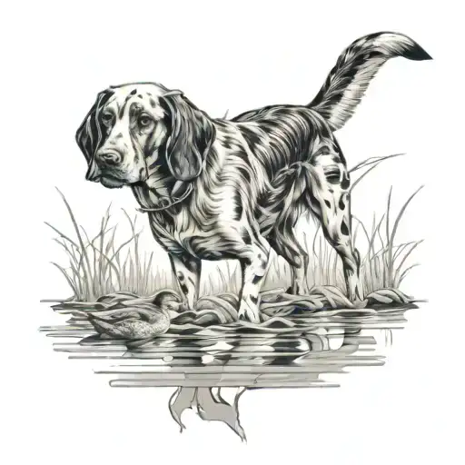 Hunting Dog Retriveing A Duck