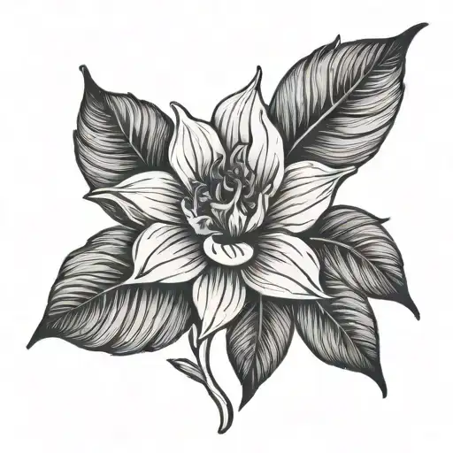 Flower Large Black Leaves