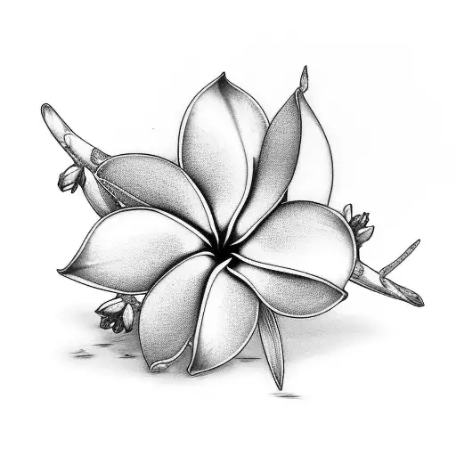 Frangipani Chain From Right Thigh Across The Back To Left Rib